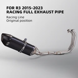 For YZF R3 R25 MT03 Motorcycle Exhaust Moto Modified Full Systems Front Middle Link Pipe R77 Muffler 2015-2023