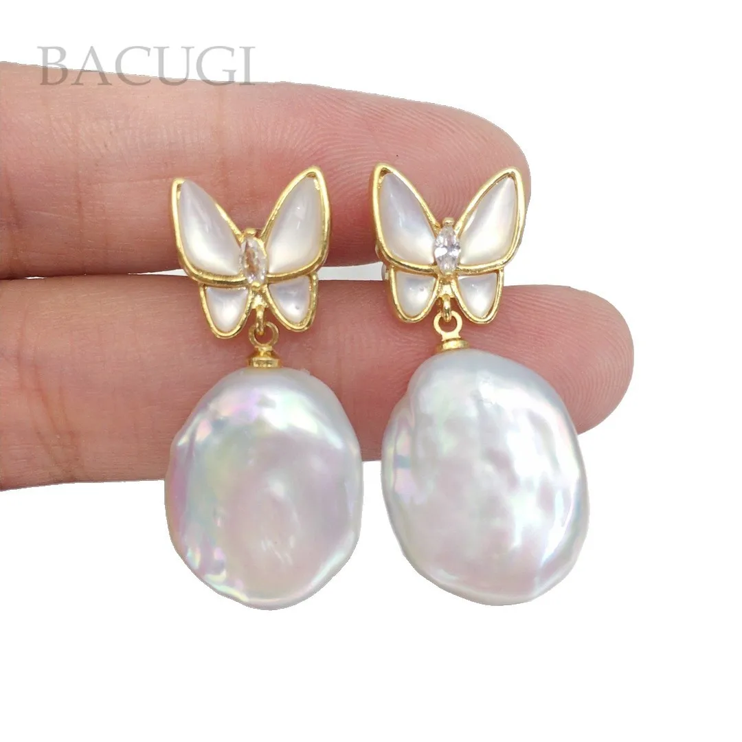 

925 Sliver Nature Freshwater Baroque Pearl Drop Earring