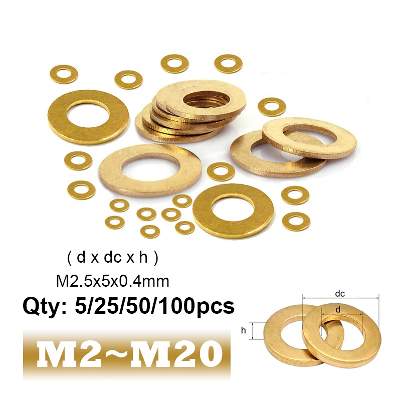 

M2 M2.5 M3 M4 M5 M6 M8 M10 M12 M14 M16 M18 M20 Copper Flat Washers Brass Gaskets Flat Washers Anti-Slip Fasteners O-Rings Gasket