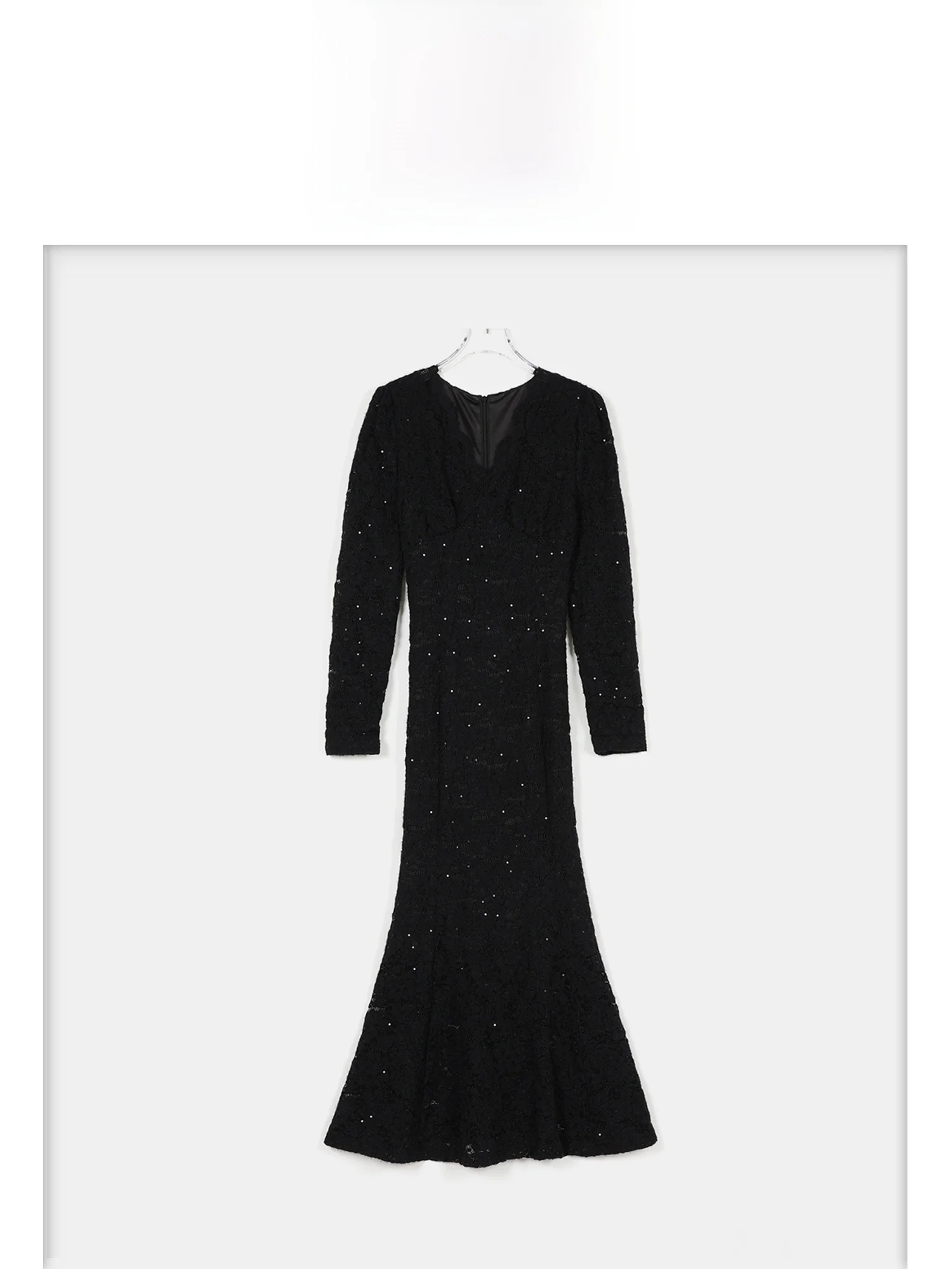 

Casual Chic Velvet Lace Fi Tail Dr by Qianyu Laelia Autumn Collection Versatile Sle Long Sve Slim Fit for Women