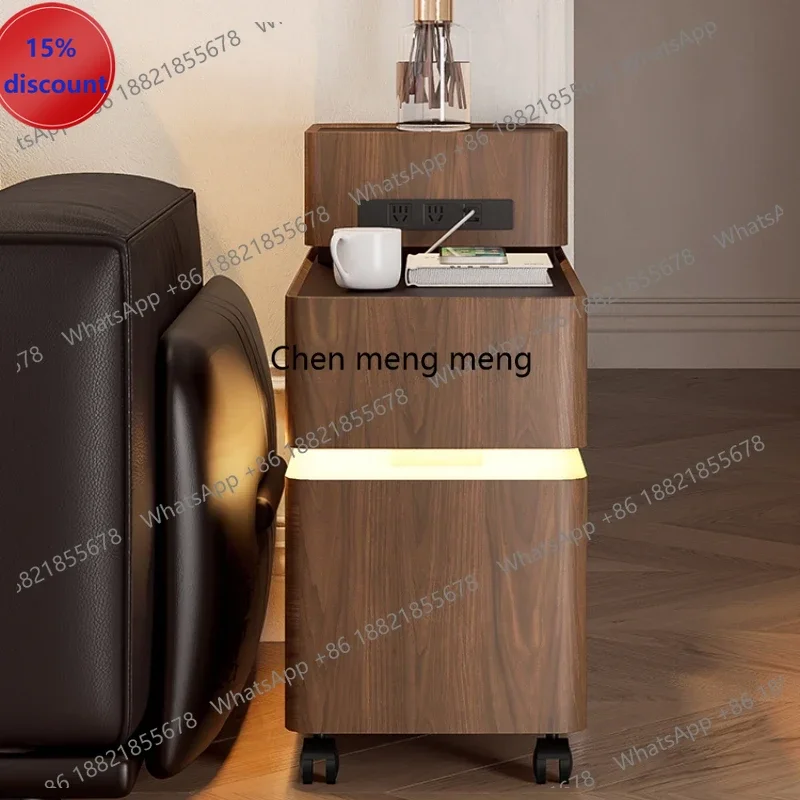 M182 Outlets Wheels Italian End Table Drawer European Lamp Outlets Design Living Room Side Table Corner Modern Salontafel Furnit