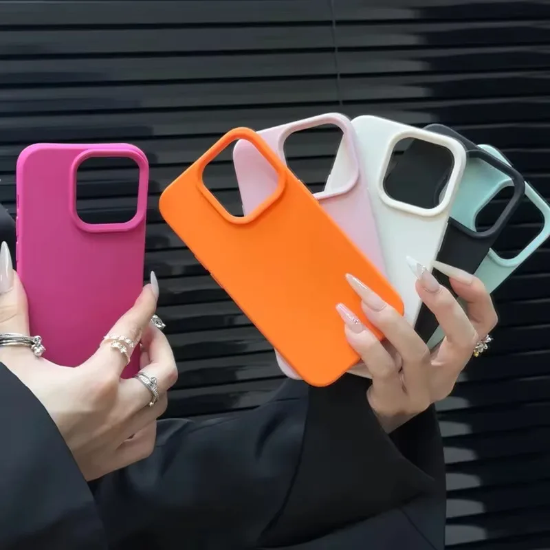 Soft Candy Color Lichee Pattern Silicone Phone Case For iPhone 11 12 13 14 15 16 Pro Max Plus X XS XR Shockproof Bumper Cover