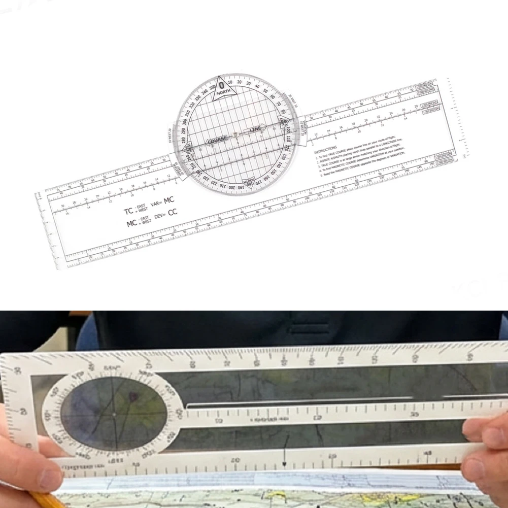 Navigation Slide Rule KCNP-1 for Aeronautical Chart Work Including Angle Measurement Distance Estimation and Scale Conversion