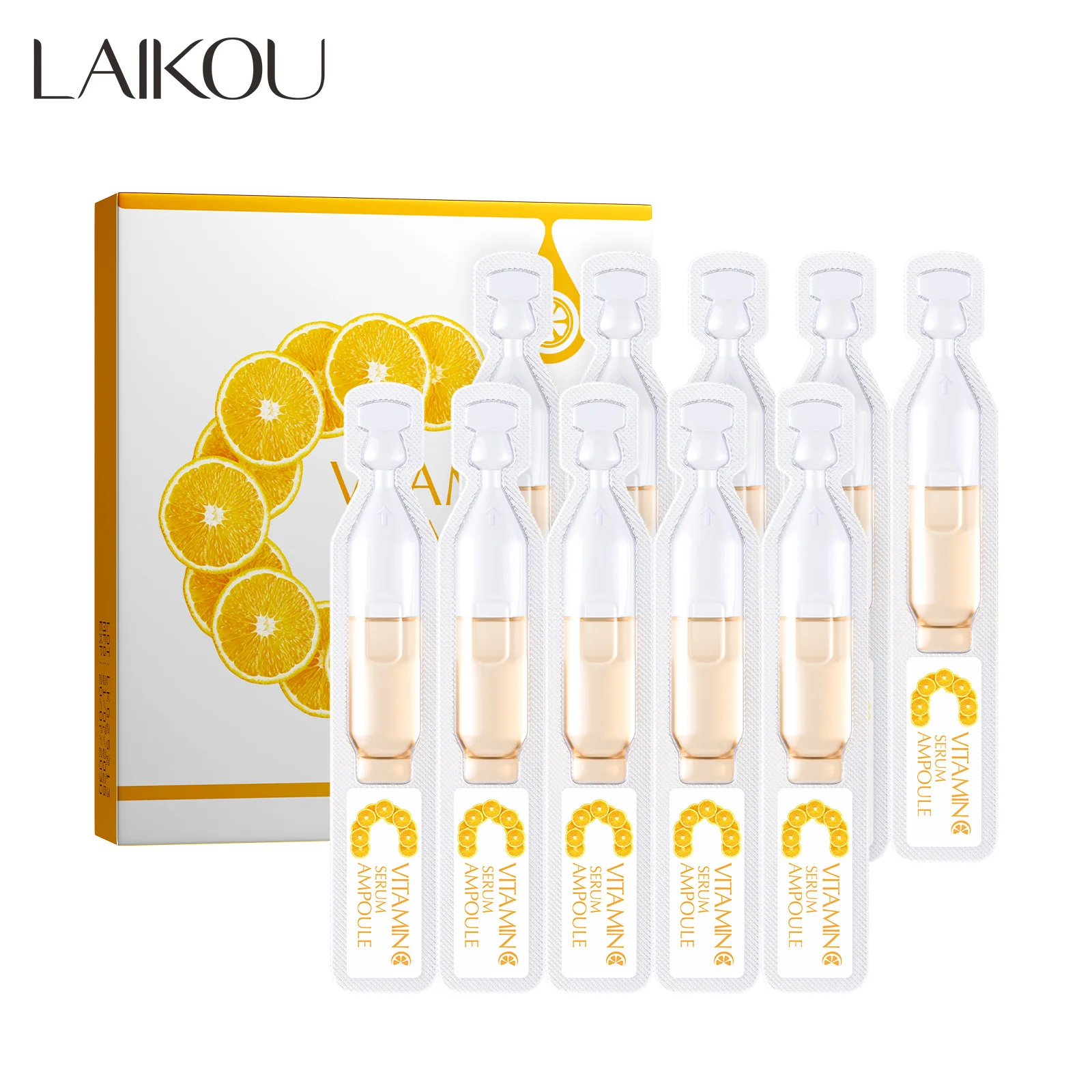 

LAIKOU Japanese Vitamin C Ampoule Essence, Brightening Repair Essence for All Skin Types, Hydrating Face Treatment 10pcs x 2ml