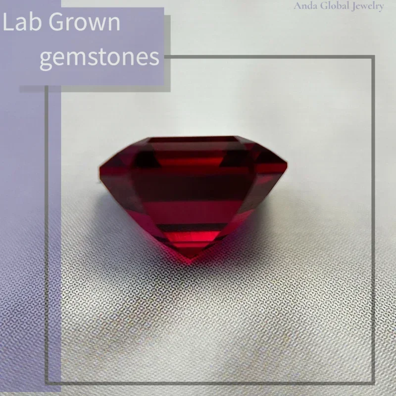 

S-Lab Grown Ruby Stone Pigeon Blood Red Asscher Cutting Charm Bead R Daily Matching DIY Jewelry Optional Certificate