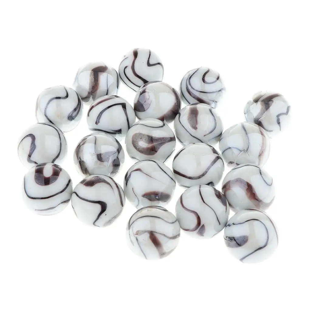 Set of 20 Glass Marbles (25mm) Spirals Stripes Or Stress Swirl Boulders & Marble