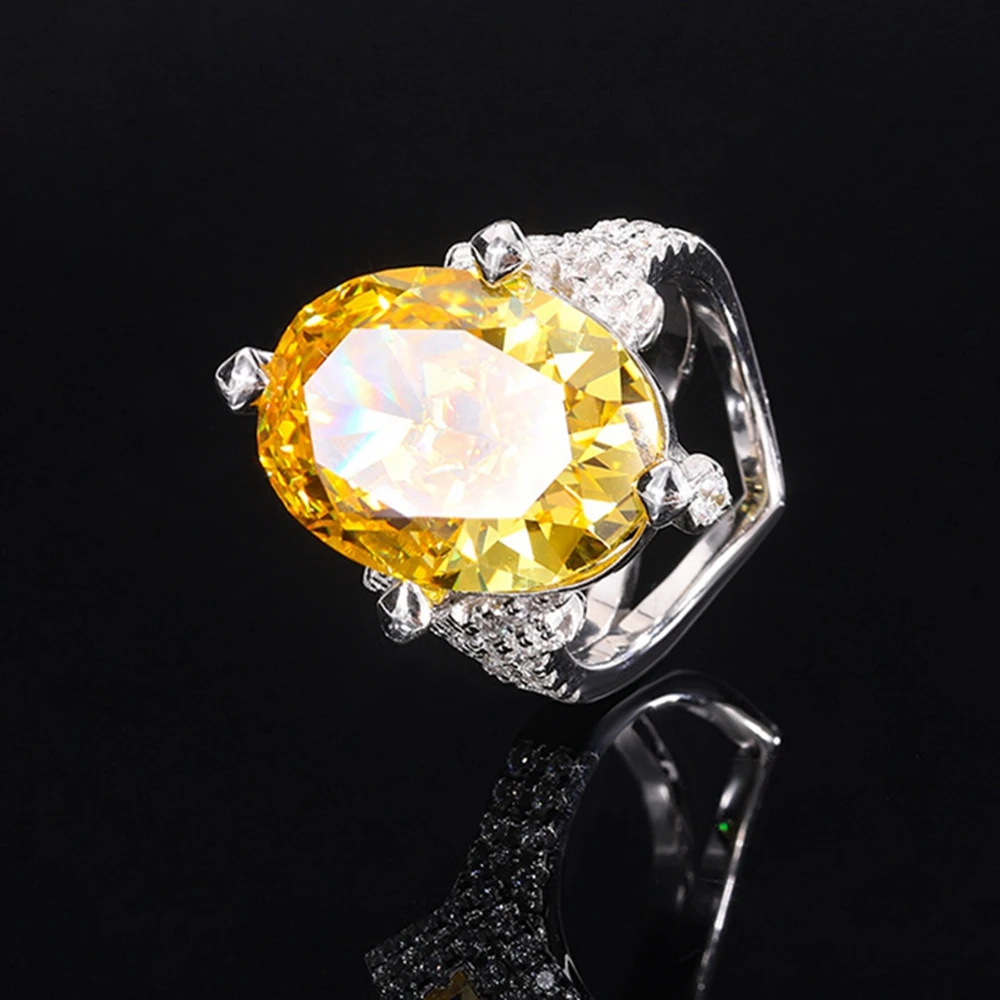 WUIHA 18K Gold Plated 13*18MM Fancy Vivid Faceted Gemstone Ring for Women Anniversary Gift 925 Sterling Silver Jewelry Wholesale