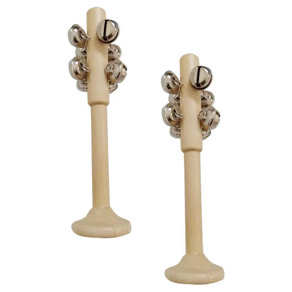 Instrumento de campana de madera para niños, juguetes de decoración duradera, enseñanza cognitiva, instrumentos musicales, accesorios de escritorio de oficina, 2 uds.
