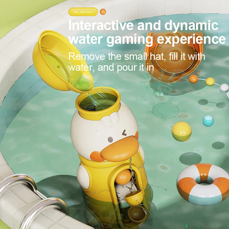 ألعاب حمام الأطفال الصغار (1-3 سنوات) - عجلة مائية قابلة للدوران ومغرفة مياه الحمام، ألعاب حوض استحمام ممتعة للأطفال الصغار