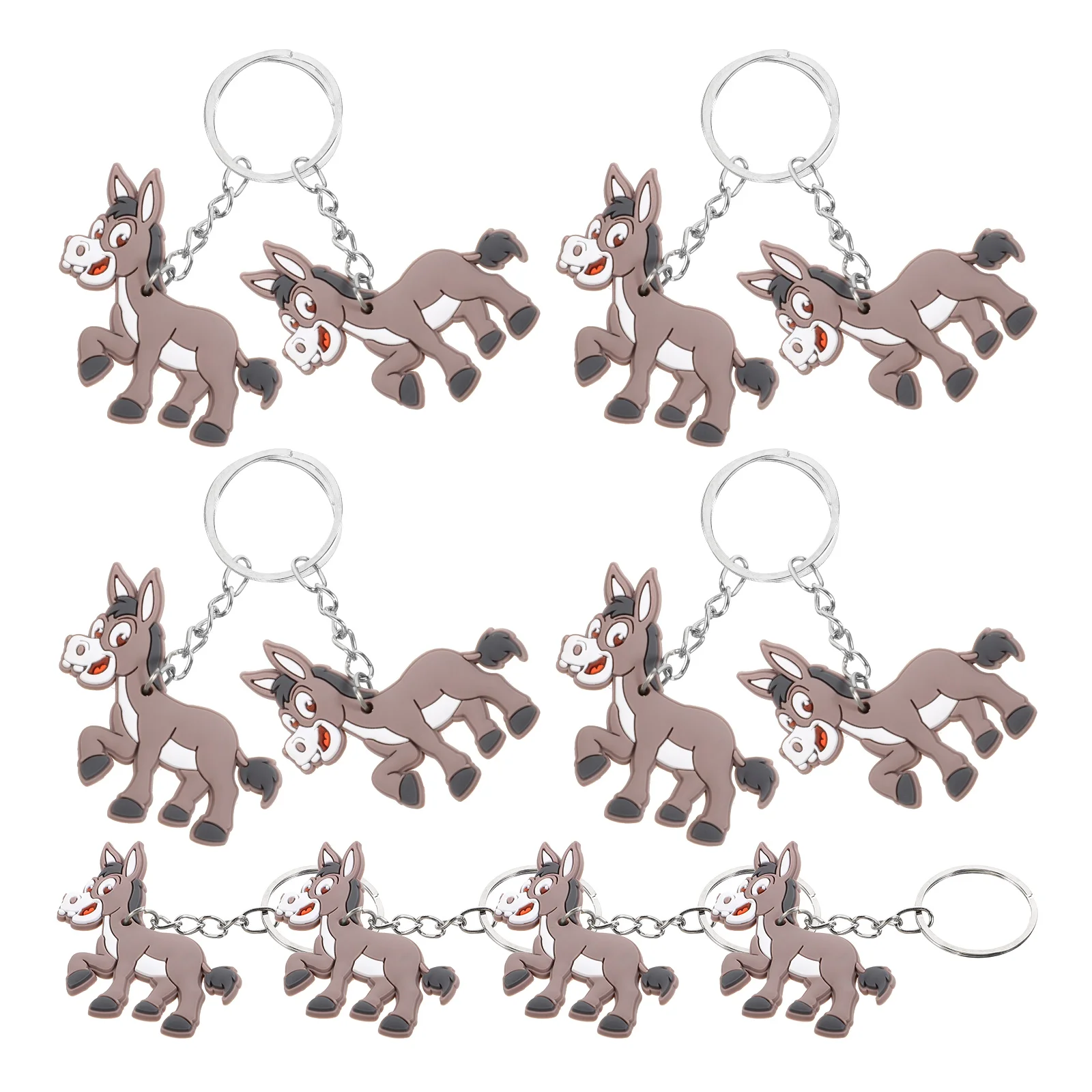 

12 Pcs Donkey Keychain Fob Cartoon Hanging Charm Jungle Animal Pendant Shape Pendants Decor Decorate
