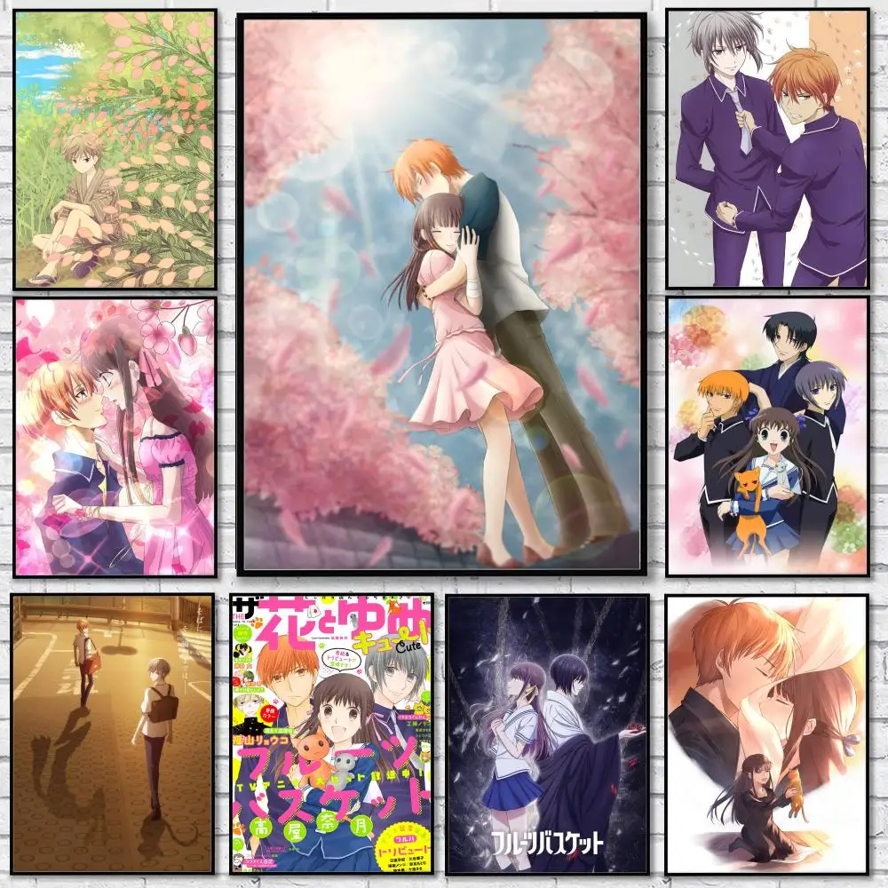 Anime Fruits Basket Poster Waterproof HD Wall Sticker Self-Adhesive Art Poster Fade Resistant Home Room Decor