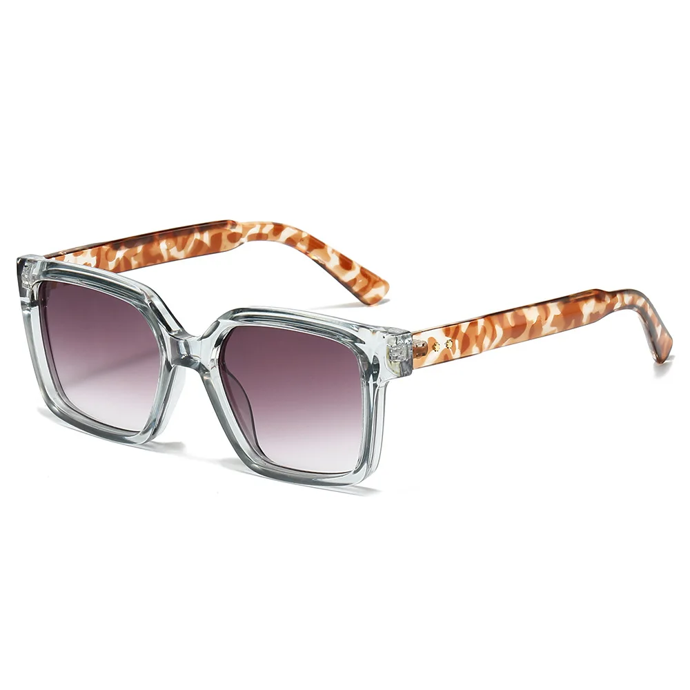 

New Square Women Sunglasses Sunshade UV400 Degrees Retro Trend Rivet Men Leopard Print Gradient Orange Sunglasses