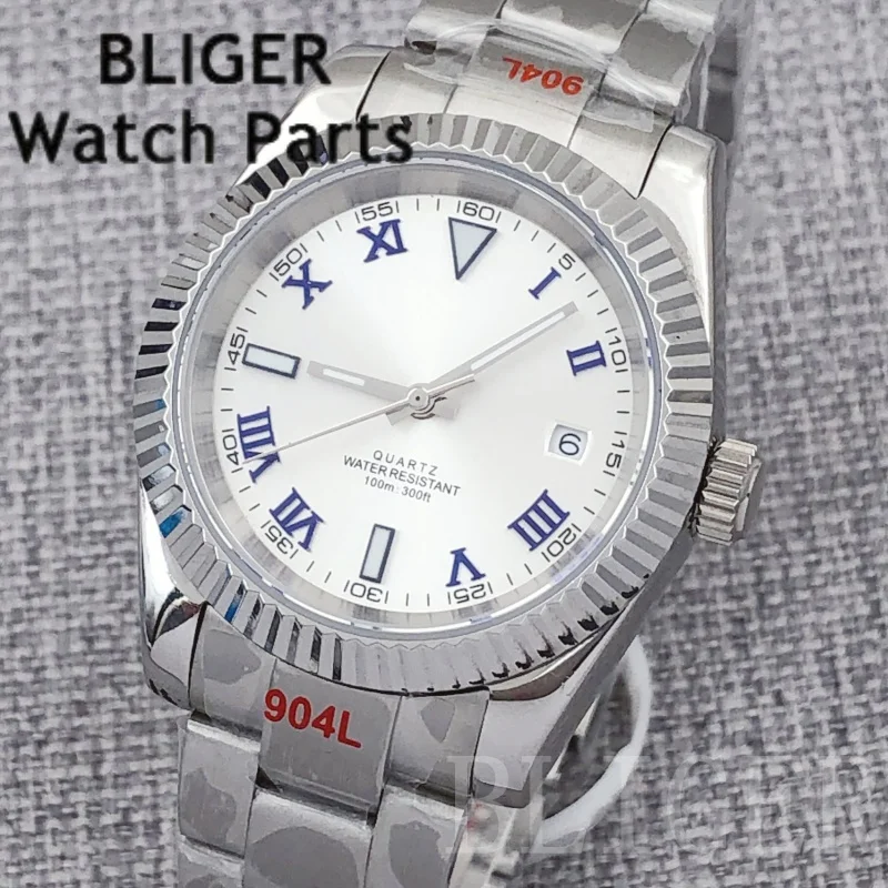 BLIGER 36 مللي متر 39 مللي متر للرجال موضة روندا 515 كوارتز ساعة اليد الصلب الغوص ساعة للرجال الياقوت مضيئة الرومانية الهاتفي Reloj Hombre