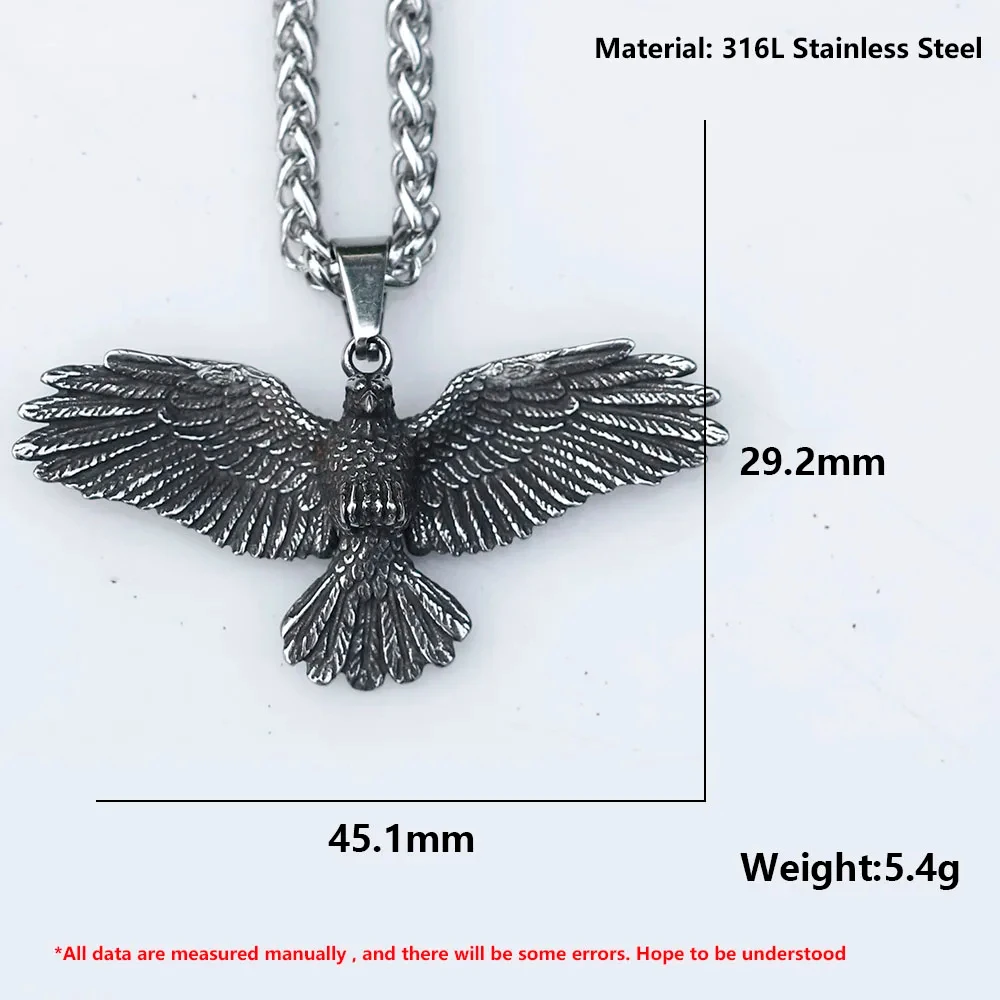 NEW Men's 316L Stainless-steel Viking Celtic Eagle Bird Pendant Necklace Scandinavian Animal Jewelry Gift