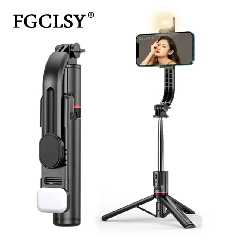 FGCLSY 2024 NEW Wireless Foldable Bluetooth Selfie Stick Tripod Portable with Bluetooth Shutter Fill Light Monopod for IOS