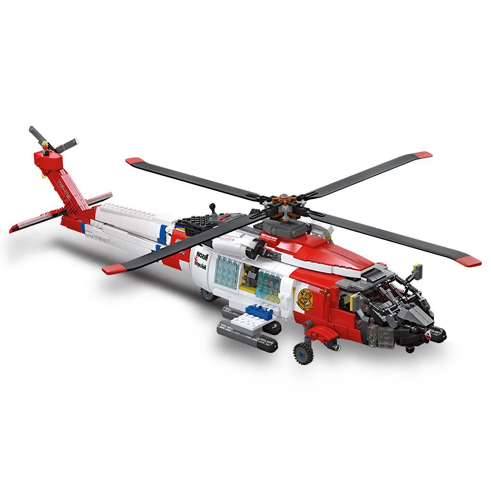 

United States Modern Military Vehicle Model Building Block MH-60T Jayhawk Helicopters WW2 Army Air Force Figure Brick Plane Toy