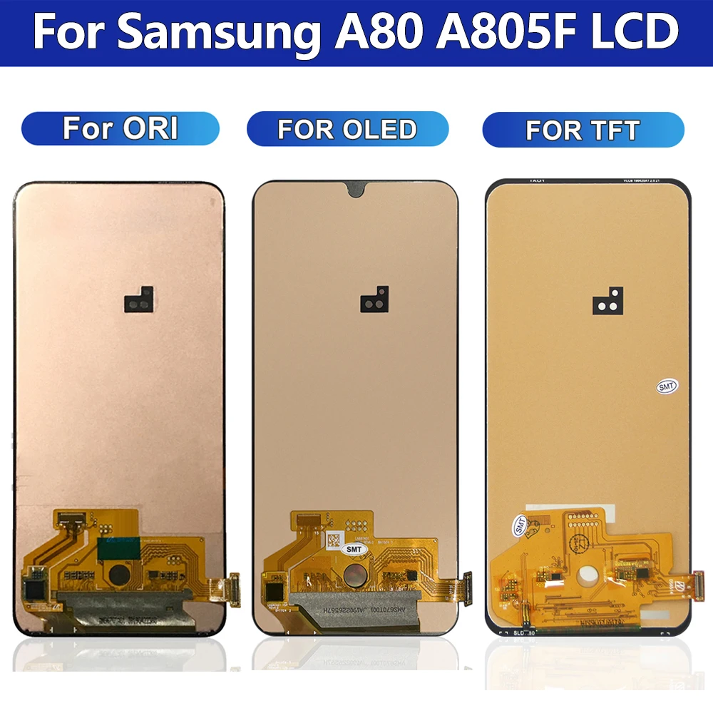 For Samsung Galaxy A80 A805F 6.7'' Super AMOLED TFT LCD Display Touch Screen Digitizer Assembly Replacement for A80