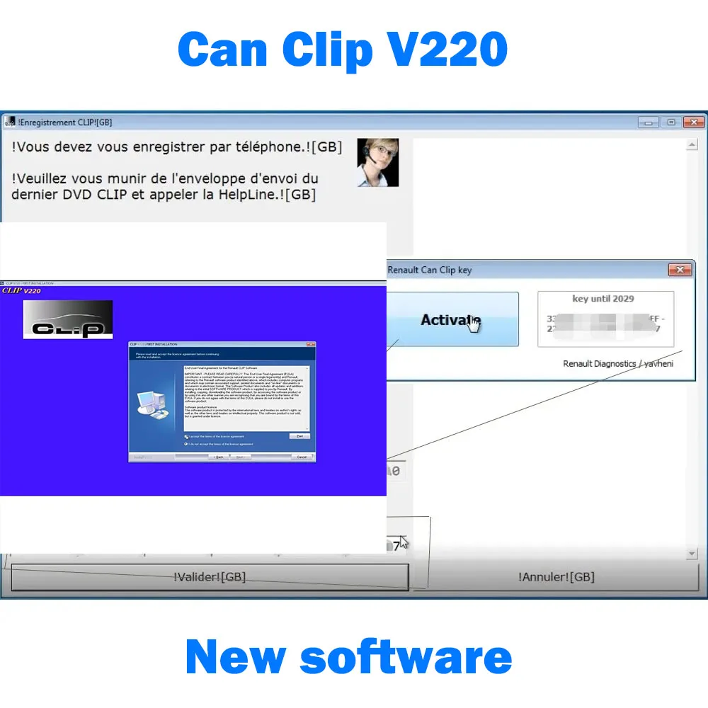 2023 latest Can Clip V220 used in Renault OBD2 diagnostic new car maintenance software with a gift Reprog V191+Pin extractor V2