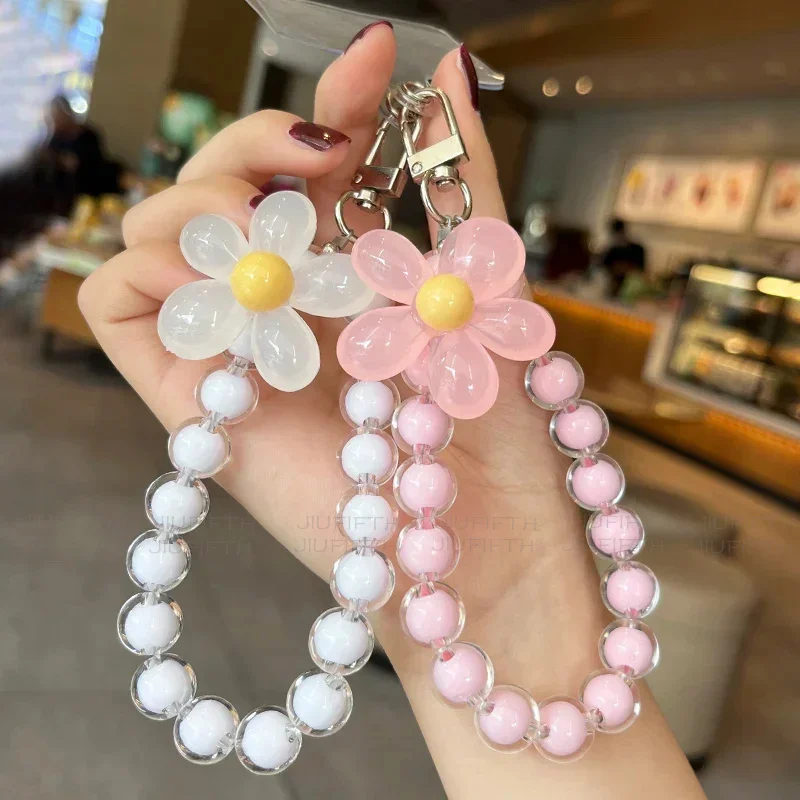 

Cute Macaron Color Handmade Beaded Phone Lanyard - Anti-Loss Wrist Strap Phone Charm Decoration for Phone Cases