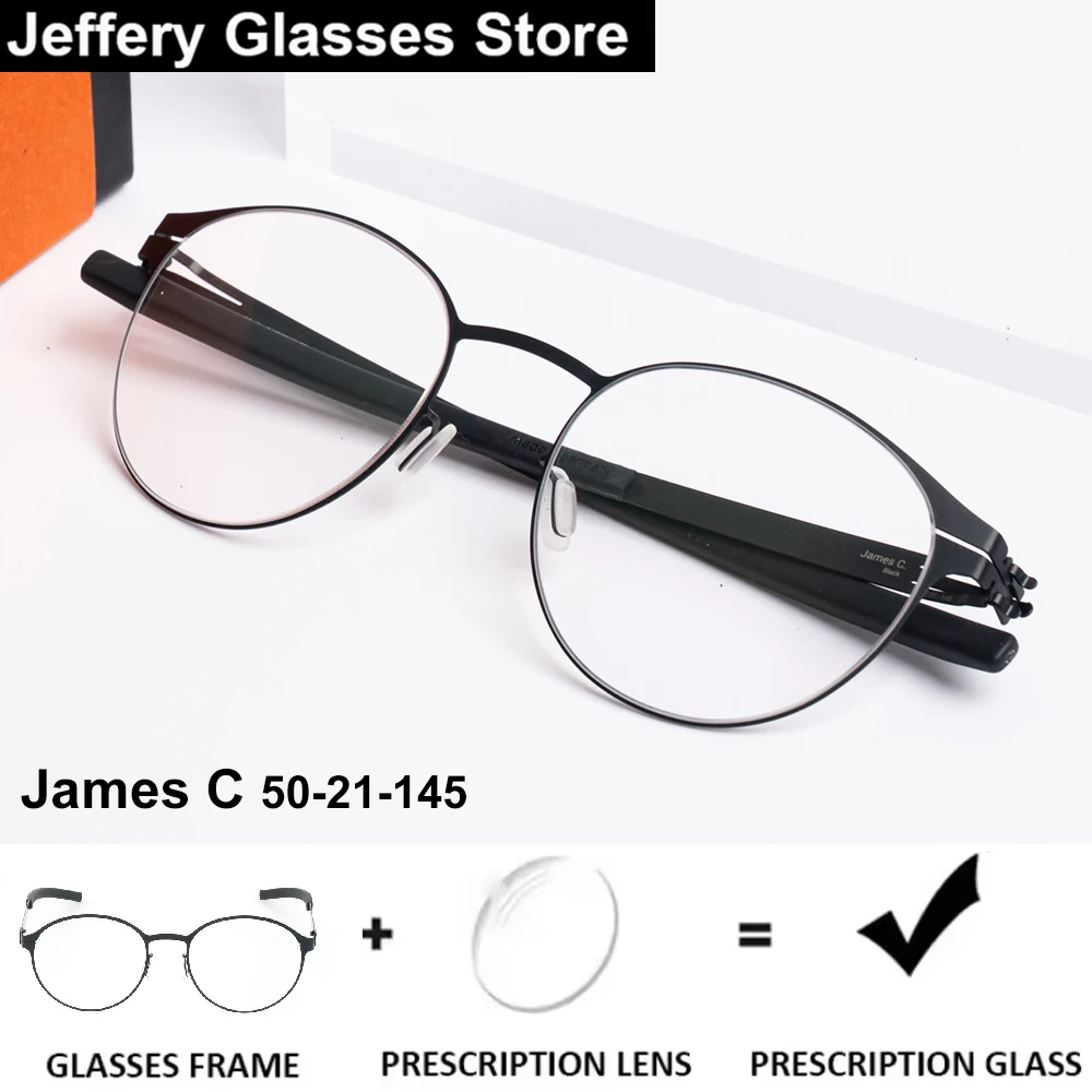 Germany Brand Screwless Men Oval Prescription Eyeglasses Business Thin Steel Ultralight Optical Myopia Progressive Lens Eyewear