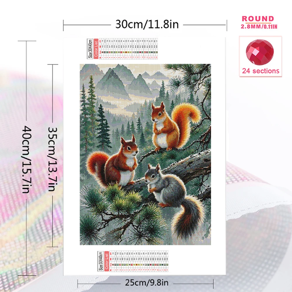 Momoart New Arrival Diamond Painting Squirrel Animal Full Square Round Diamond Mosaic Mountain DIY Embroidery Handicraft