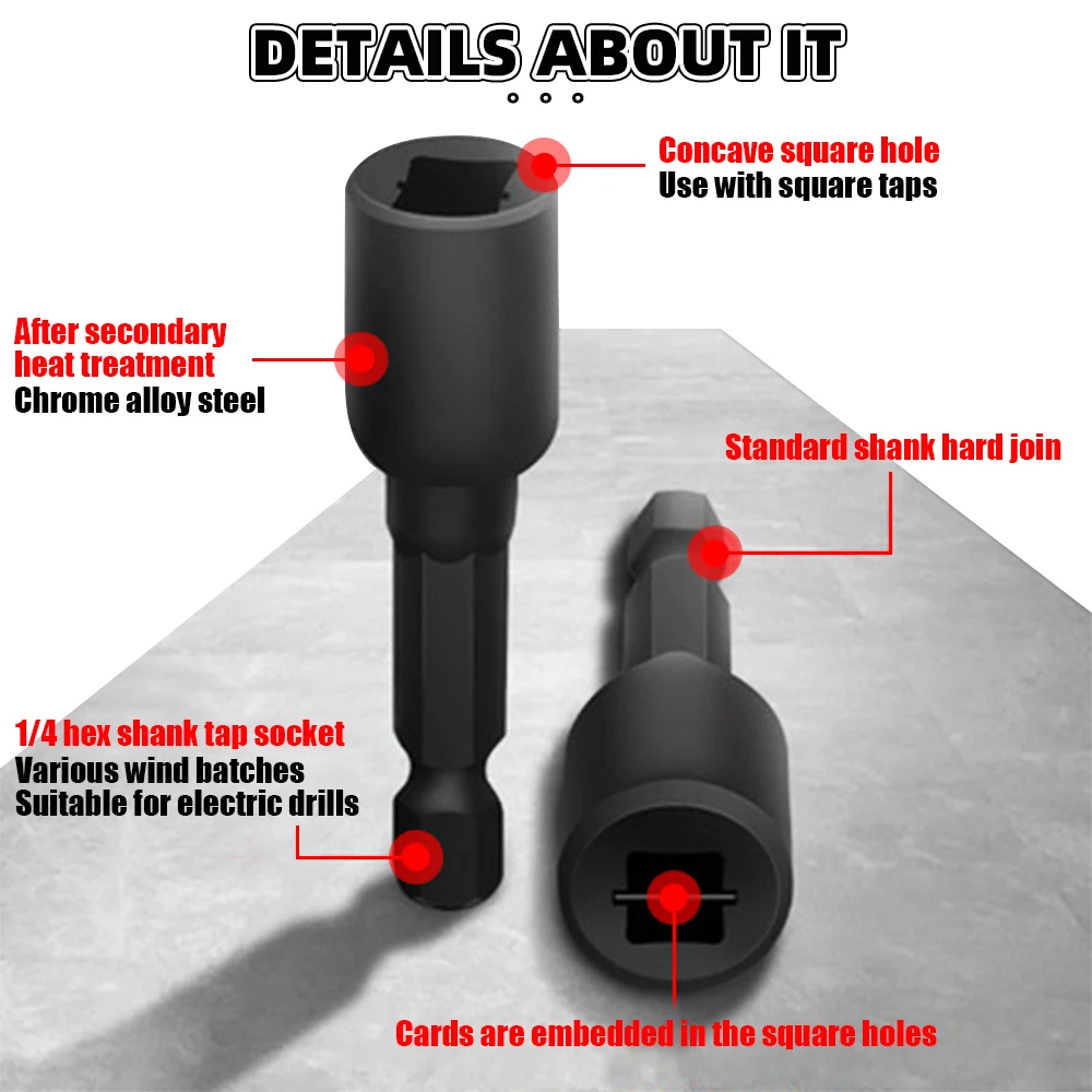 M4-M16 Screw Tap Mold Socket Adapter 1/4\'\' Hex Shank Metric Screwdriver Thread Tap Adapter for Electric Drill Tool Screw Tool