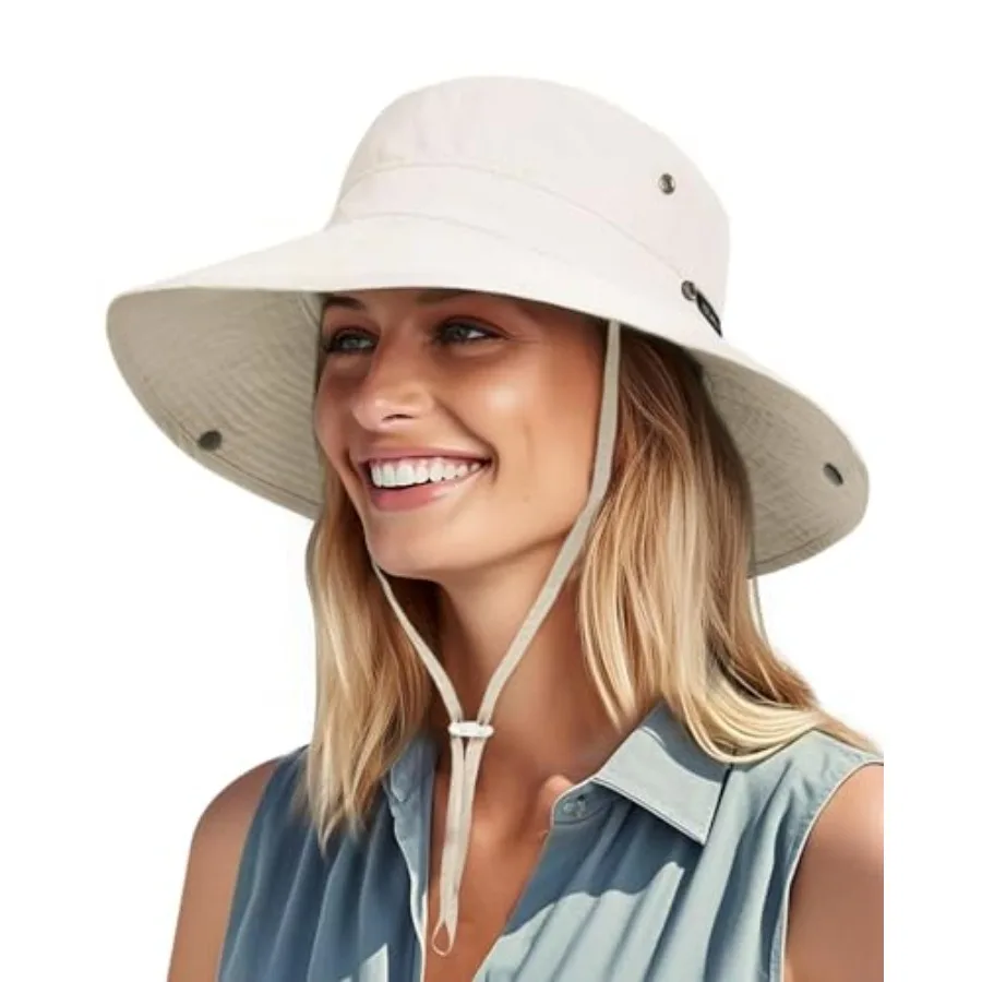 

FURTALK Sun Hats for Women Ponytail UPF 80+ Beach Summer Hat Wide Brim Packable Cowboy Hat