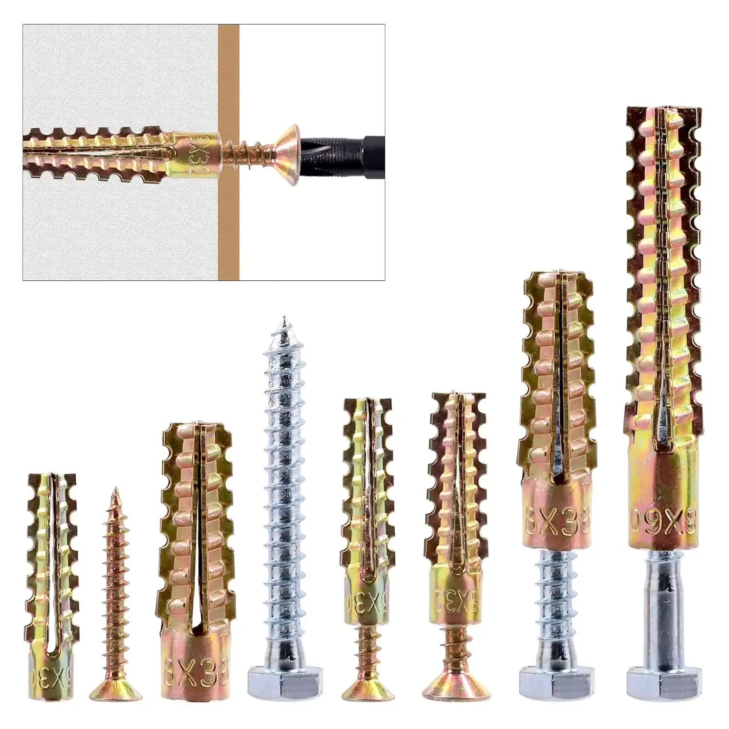 Self-Tapping Screw & Expansion Anchor Kit – High Strength Carbon Steel, Drywall/Concrete, with Expansion Bolts & Connectors