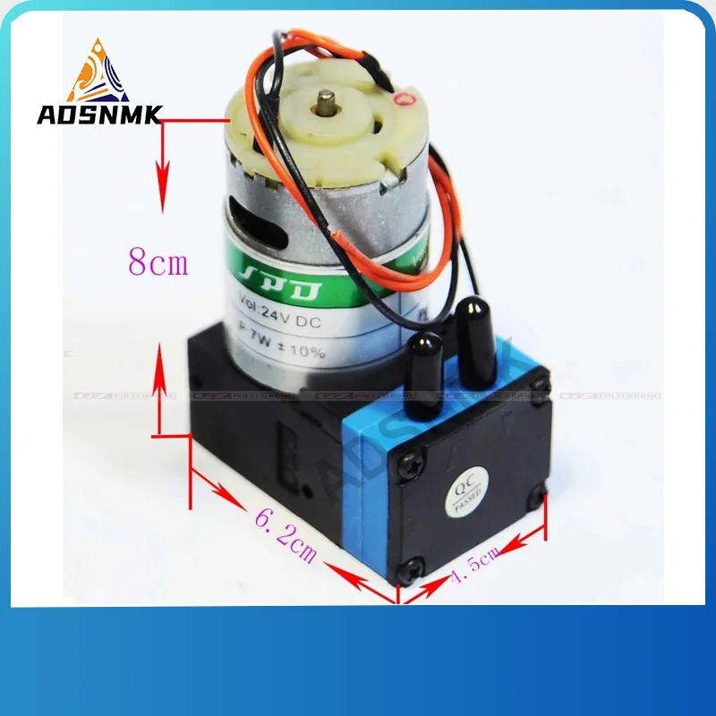 Solvent Liquid Motor Diaphragm Pump Micro Vacuum Pump 24V DC 80-110kpa 7W Ink Pump 450-550ml for Format Inkjet