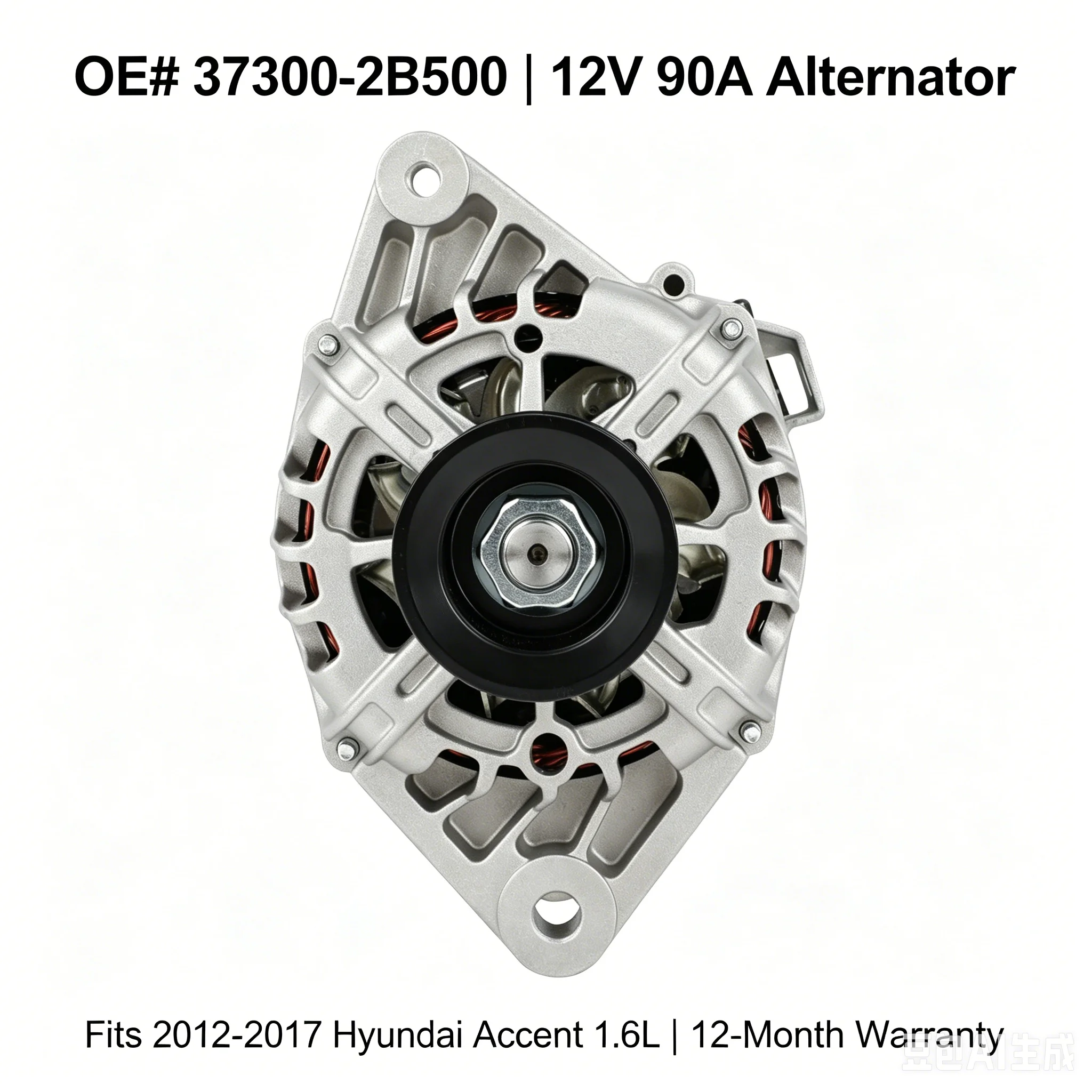 12V 90A Alternator 37300-2B500 37300-2B510 for 2012-2017 Hyundai Accent 1.6L