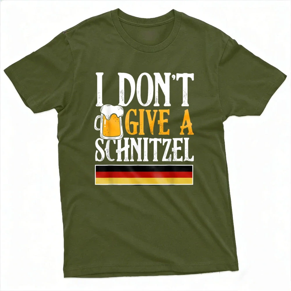 I Dont Give A Schnitzel Beer Deutschland-Flagge Herren T-Shirt Baumwolle Sommer Kurzarm Lässiges Mode-Oberteil für Oktoberfest Party Geschenk