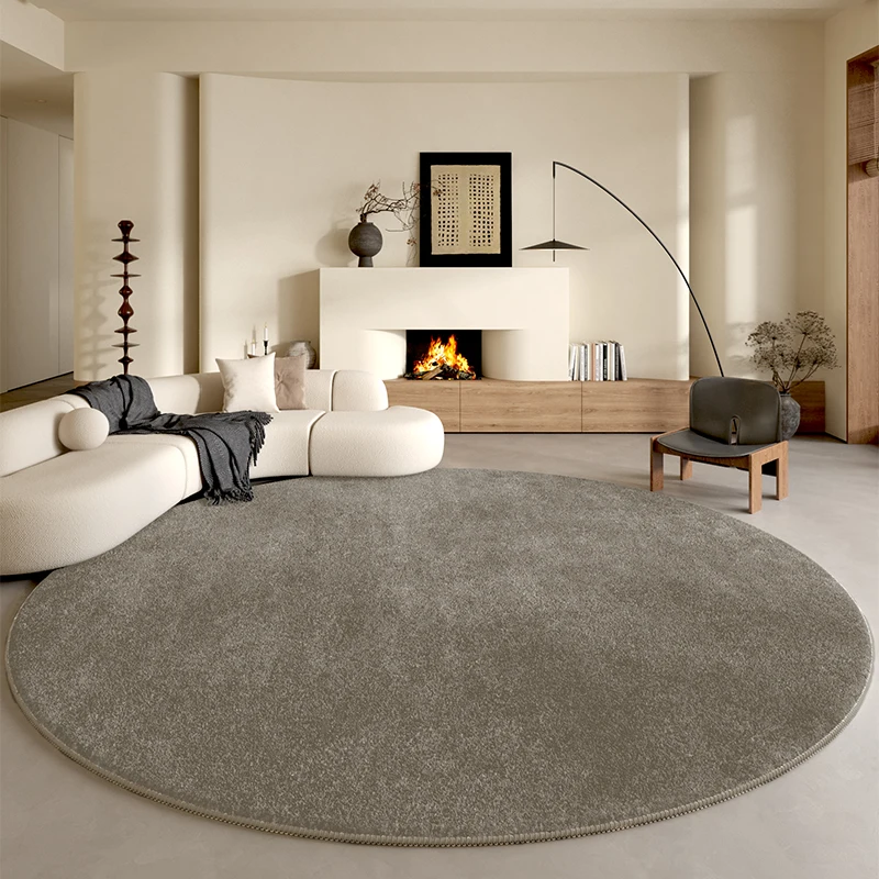 Minimalist Style Bedroom Decor Round Carpet Thick Plush Cloakroom Floor Mat Solid Color Carpets for Living Room Fluffy Soft Rug