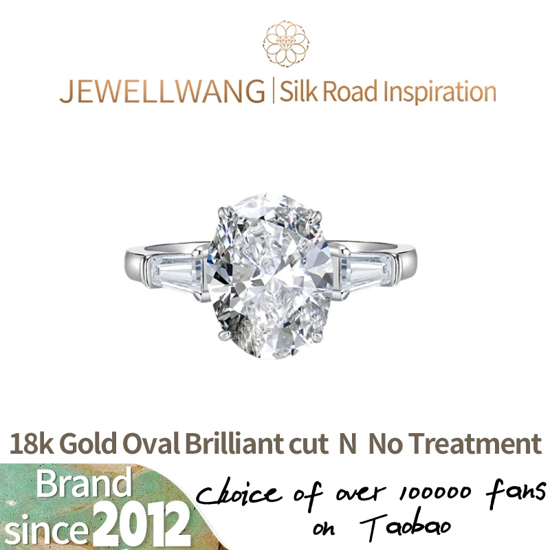 

JEWELLWANG Lab Grown Кольцо с тремя камнями Минималистичный элегантный овальный голубиное яйцо 3 карата Обручальное свадебное сверкающее подарок для женщин