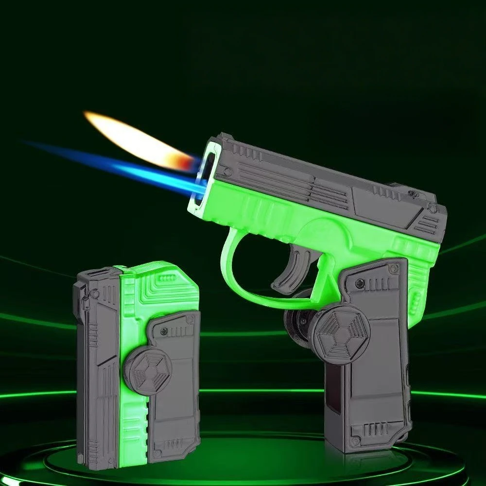 

Intelligent Folding Dual Fire Pistol Lighter Sensor Voice Controlled Fingertip Gyroscope Inflatable Windproof New Lighter