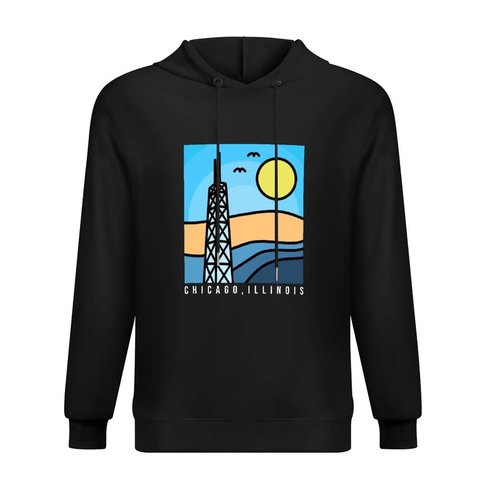

CHICAGO, ILLINOIS - Vintage HANCOCK Tower Design Hoodie men clothes anime clothes hooded shirt japanese style new hooded tee