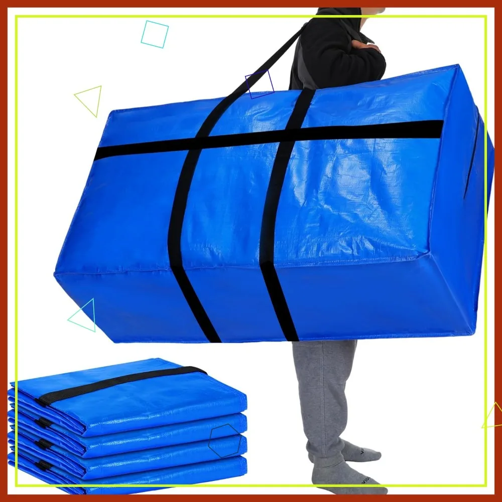 

Набор из 4 сверхбольших мешков для переезда объемом 98 галлонов с прочной молнией, для хранения вещей в общежитии, путешествий и одежды