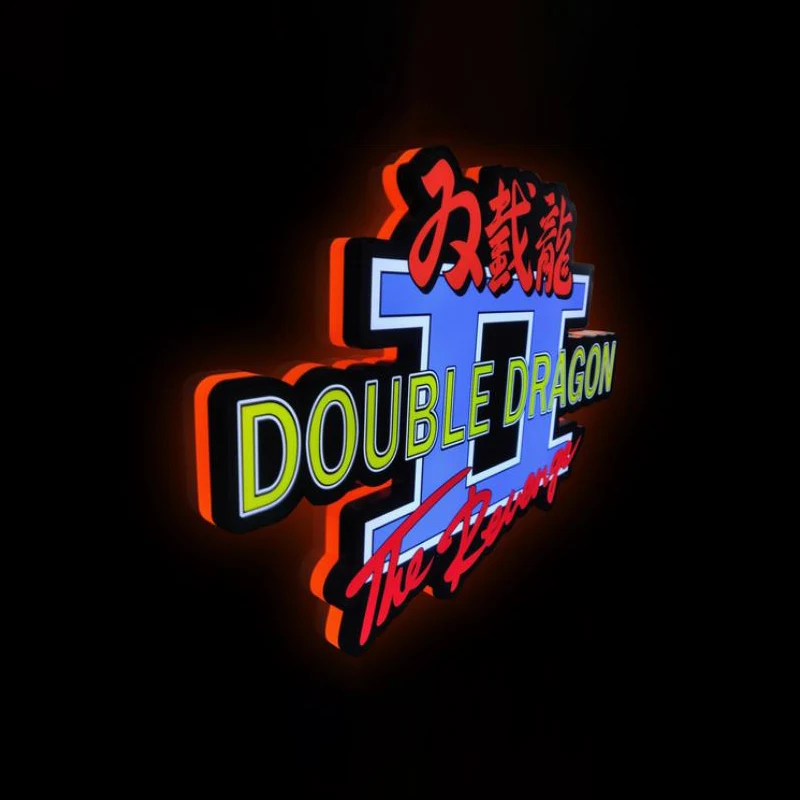 Imagem -03 - Custom Double Dragon ii The Revenge Logo Led Nightlight 3d Print Desktop Lightbox Wall Decor Melhor Presente para Crianças Sinais Rgb