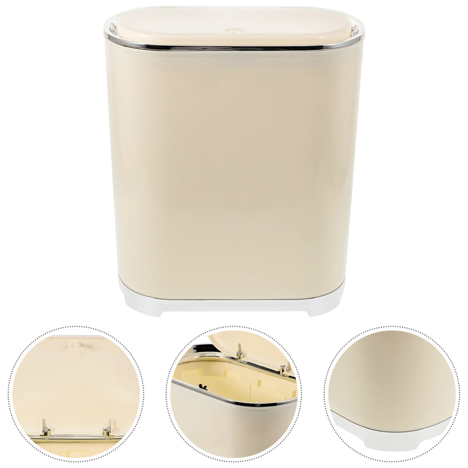 

Push-Type Trash Can Modern Waste Bin Bathroom Garbage Bin Portable Home Office Use Lightweight PP Material Fall Resistant