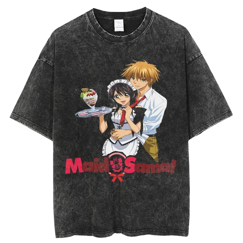 Camiseta lavada de Anime japonés Kaichou wa Maid sama, camiseta estampada fresca, ropa de calle de Manga, camisetas de Hip Hop para hombre 2024