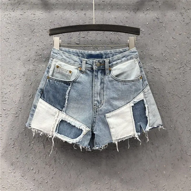 Patchwork Contrasting Denim Shorts For women Summer New beggar pants Female Sexy Wash Casual Short Jeans TT1575
