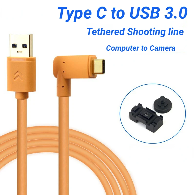 90 Angle USB Type-C to USB 3.0 Camera Data Cable 3M 5M 8M Cannon EOS R RP SONY A7m3 A7RM4 Tethered Shooting Line Camera/Computer