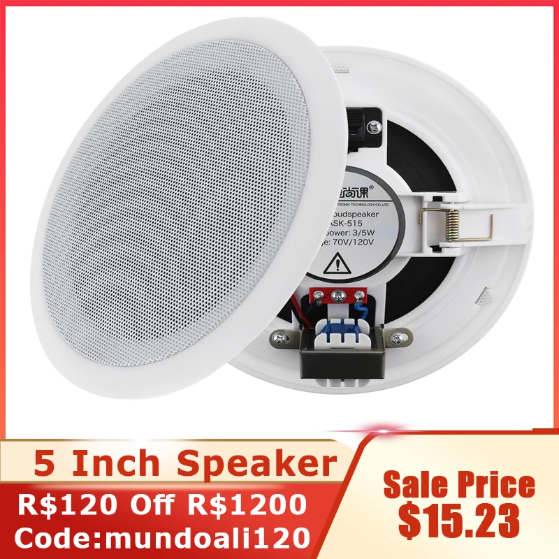 5 Inch 5W Microphone USB MP3 Player Ceiling Speaker Public Broadcast Background Music Speaker for Home Supermarket Restaurant