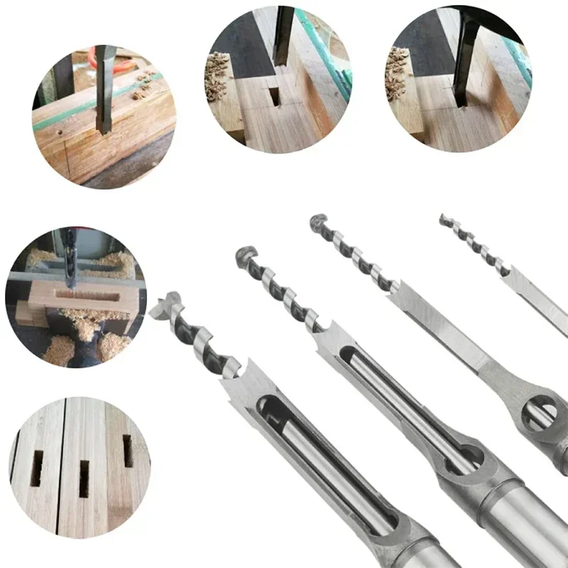 Tools Drill Auger Twist Set Drilling Bit Woodworking Hole Craving Punch Furniture Wood Metal Mortising Saw Bits Square Drill