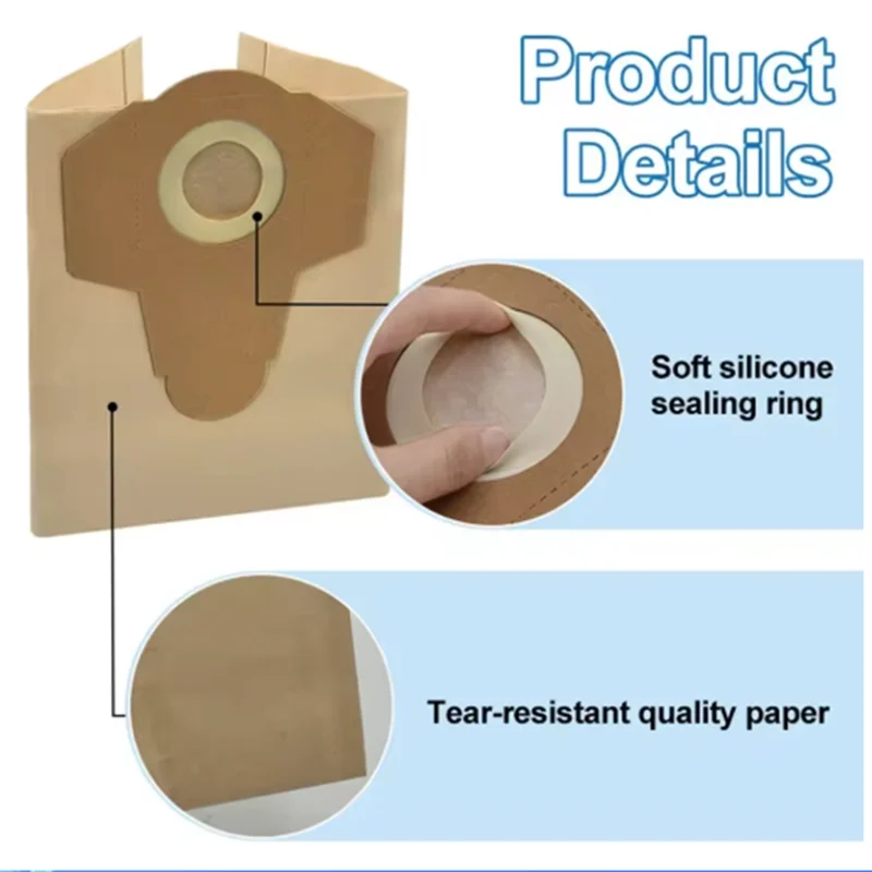 A24p 6 pçs 20l saco de papel poeira para BT-VC 1250s/INOX 1250s/tvc18/20 aspirador de pó molhado e seco saco filtro accesso