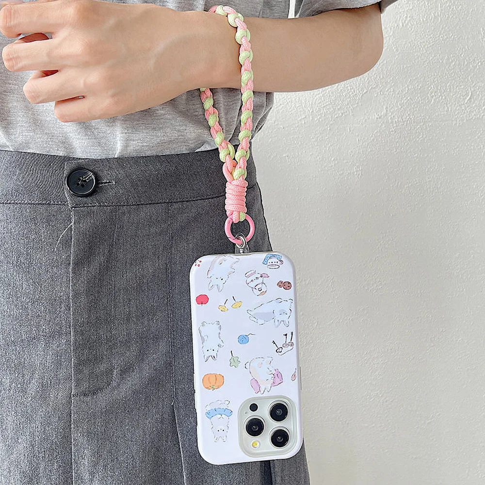 

For IPhone Samsung Phone Strap Color Strap Braided Rope Mesh Landyard Bags Cute Braided Strips Keycord Hanging Accessories