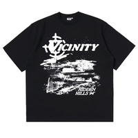 Vicinity Print Women's T-Shirts Oversized Korean Fashion Vintage Graphic Y2k Tops Short Sleeve Loose Round Neck Cotton T-shirt
