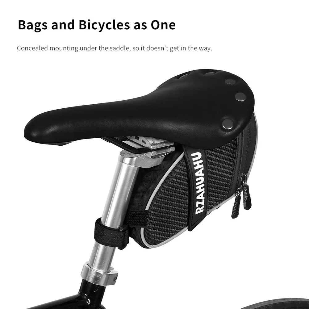 Wodoodporna torba rowerowa pod siodełko 1L, lekka torba rowerowa na sztycę z elementami odblaskowymi do jazdy na rowerze na świeżym powietrzu.