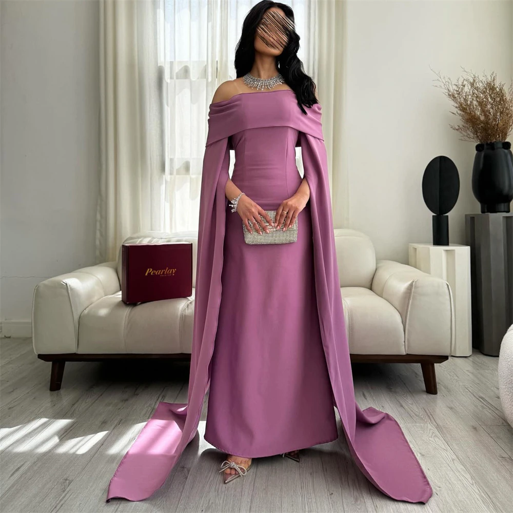 

Tarot Simple Off The Shoulder Evening Dresses Saudi Straight Boat-Neck Formal Prom Dress 2024 Satin Ankle Length robes de soirée