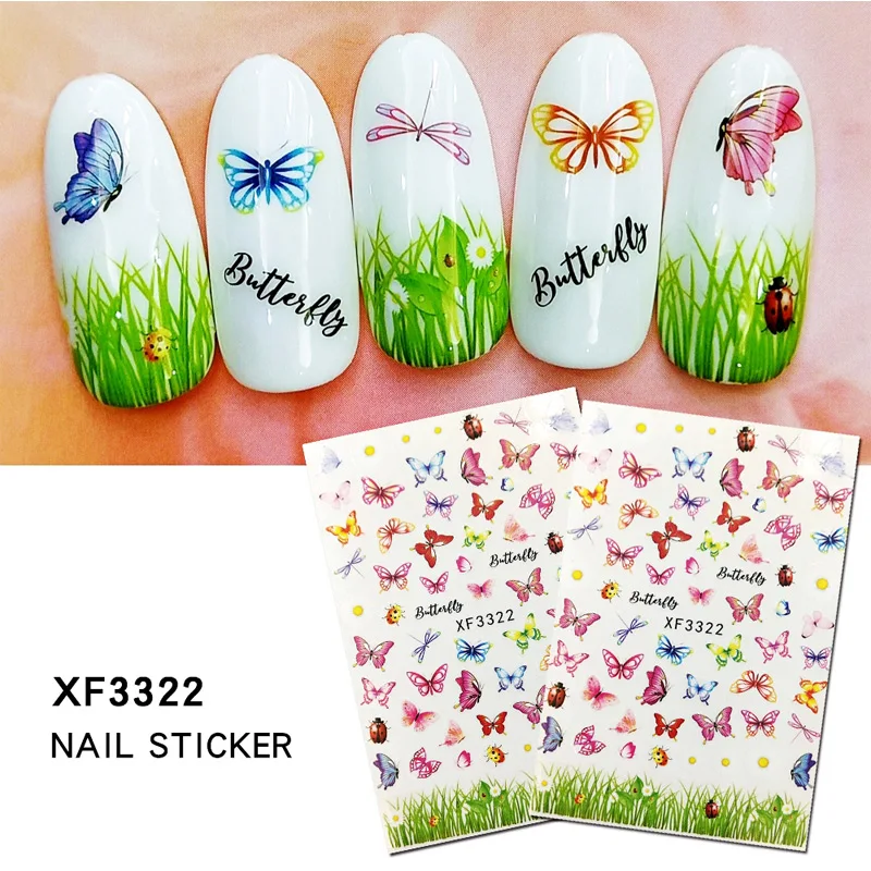 Renkli 3D Nail Art etiketler su transferi kar tanesi tasarım altın çıkartma tırnak sanat Sticker araçları XF6231