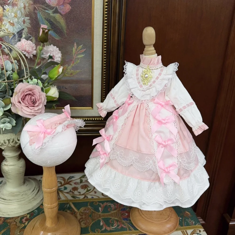 BJD Doll clothes fit on 1/3 1/4 1/6 Blythe size pink long sleeve lace skirt doll accessories